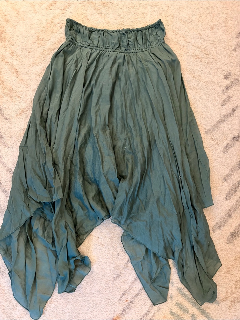 NWOT Free People cotton teal/sage asymmetrical garden fairy boho midi skirt M - Picture 3 of 7